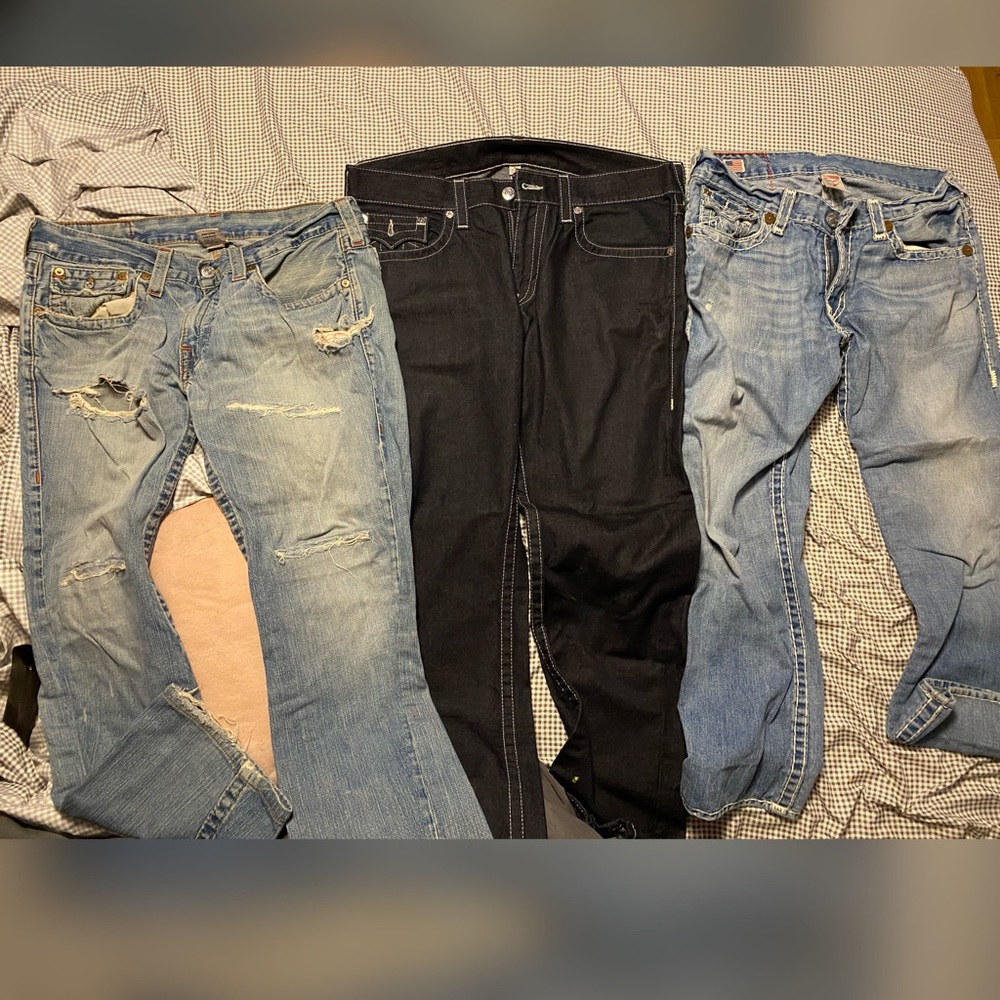 3 pairs of Men’s True Religion Jeans size 36